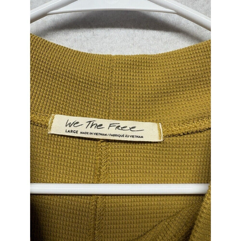 We The Free Thermal Flutter Long Sleeve Top Large Golden Yellow Waffle Knit Lrg - Picture 5 of 6